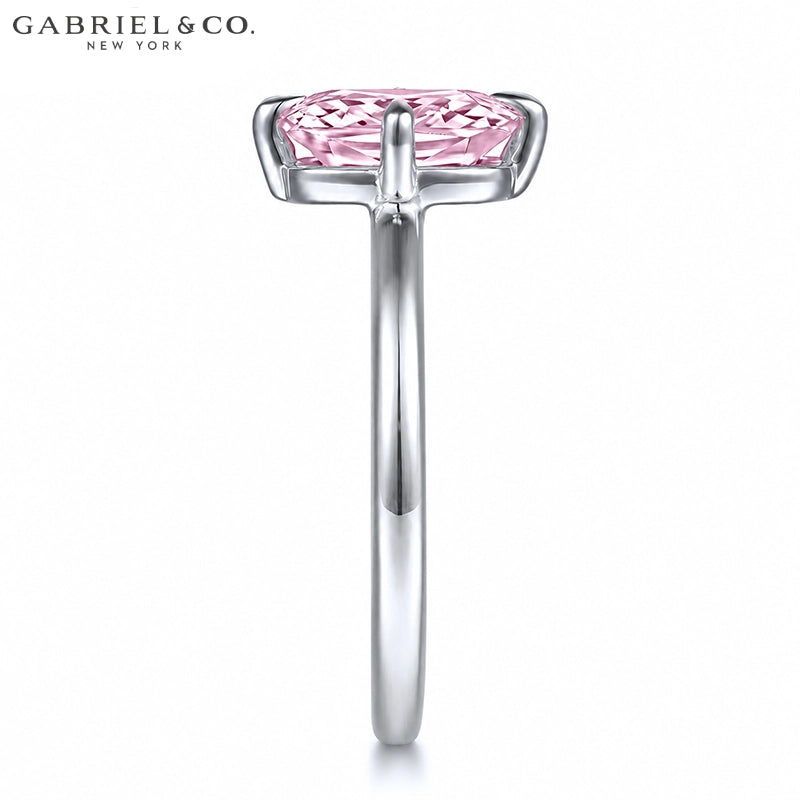 1.25ctr-2.50ctr Elongated Cushion Cut Lab Grown Pink Rosé Diamond Ring