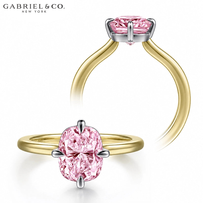 1.25ctr-2.50ctr Elongated Cushion Cut Lab Grown Pink Rosé Diamond Ring