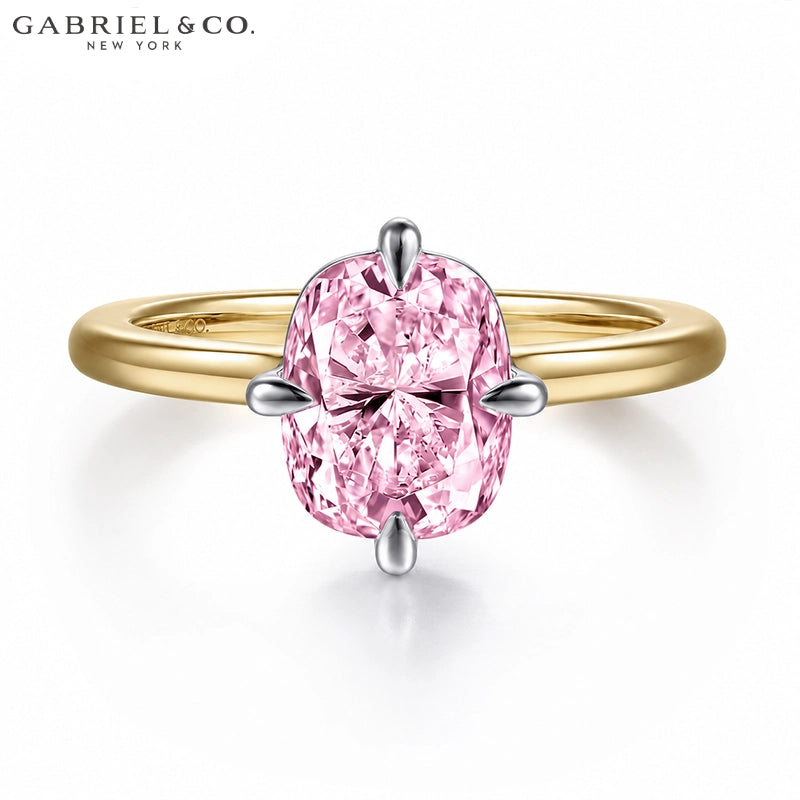 1.25ctr-2.50ctr Elongated Cushion Cut Lab Grown Pink Rosé Diamond Ring