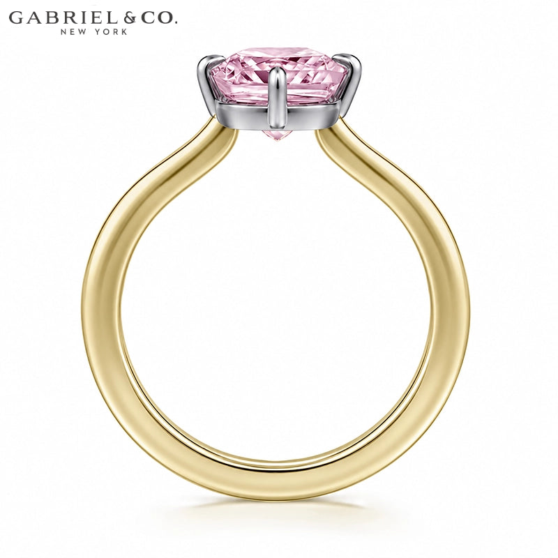 1.25ctr-2.50ctr Elongated Cushion Cut Lab Grown Pink Rosé Diamond Ring