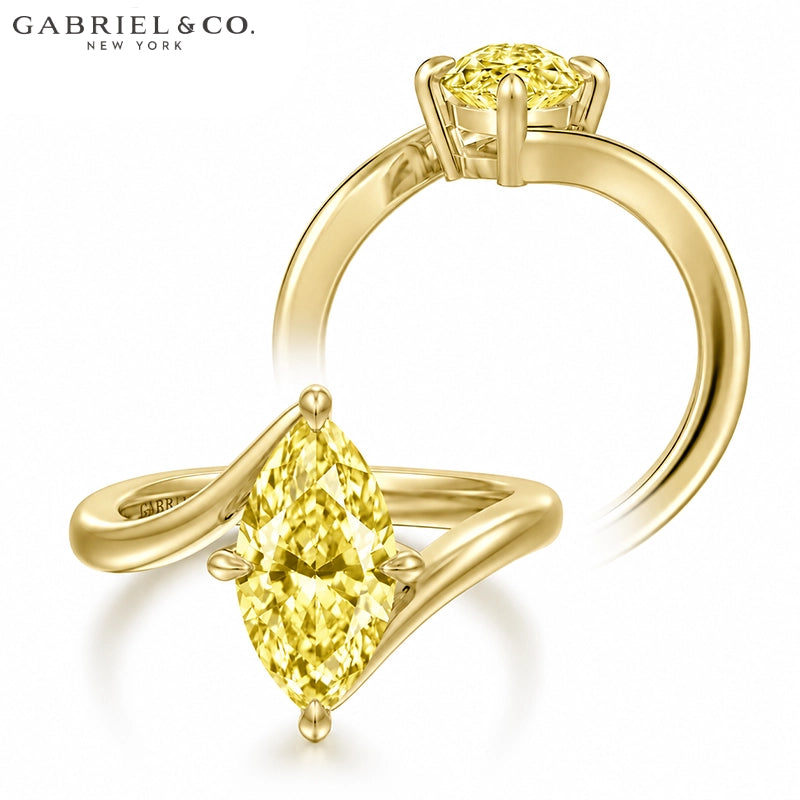 1.25ctr-2.50ctr Marquise Cut Lab Grown Canary Yellow Diamond Ring