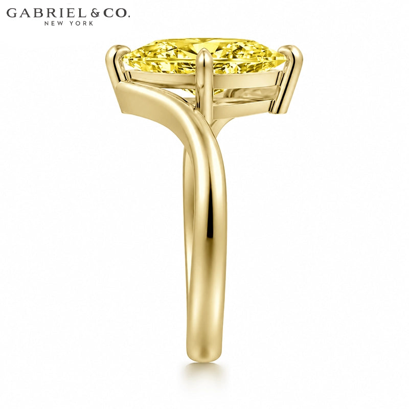 1.25ctr-2.50ctr Marquise Cut Lab Grown Canary Yellow Diamond Ring