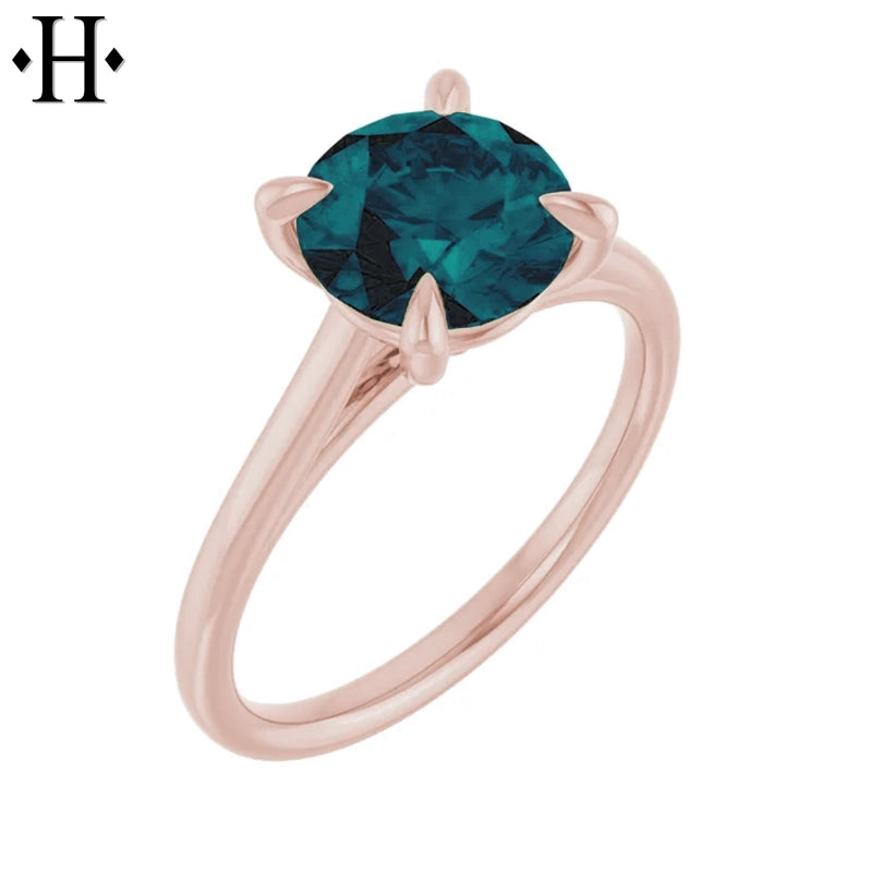 1.00ctr-2.00ctr Round Cut Teal Moissanite Ring