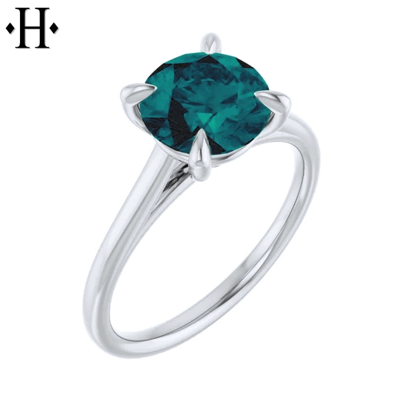 1.00ctr-2.00ctr Round Cut Teal Moissanite Ring Tailor Made