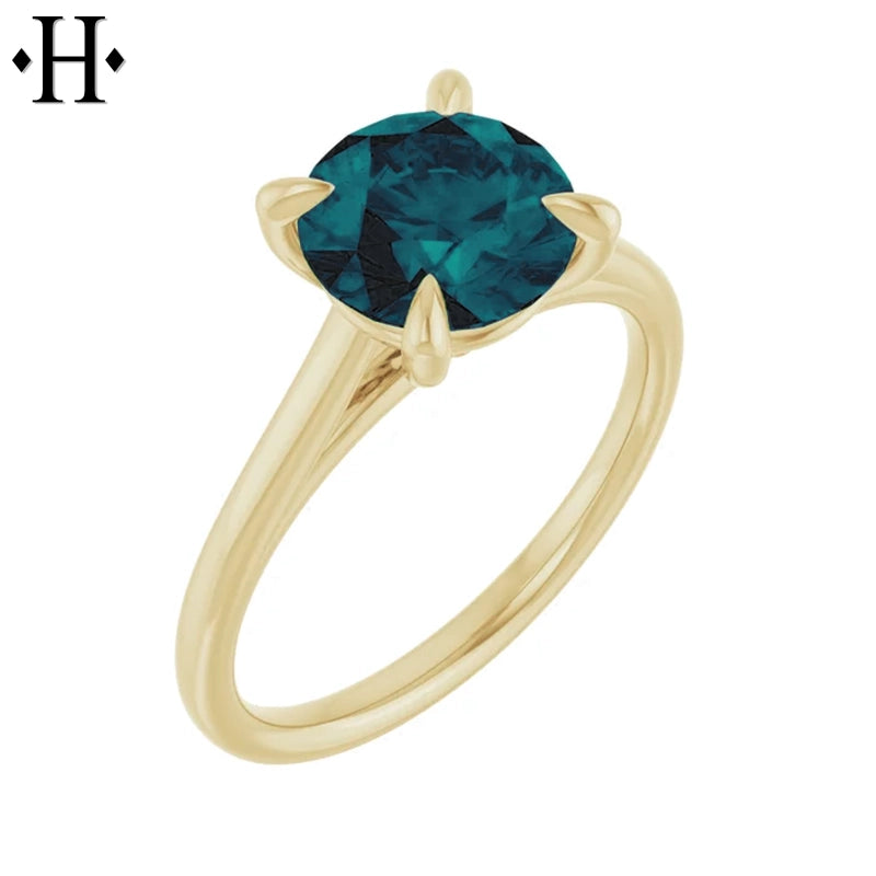 1.00ctr-2.00ctr Round Cut Teal Moissanite Ring