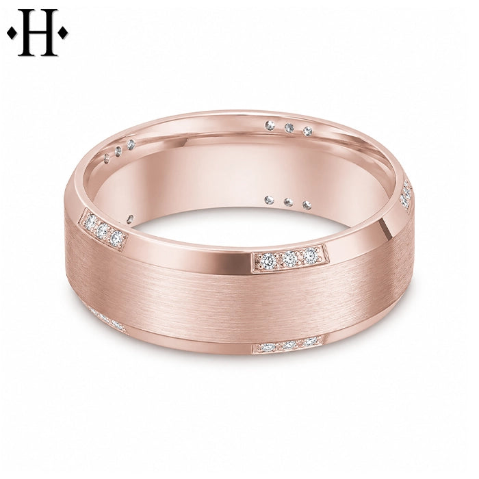 Natural Diamond Carved Ring 8mm