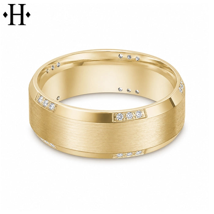 Natural Diamond Carved Ring 8mm
