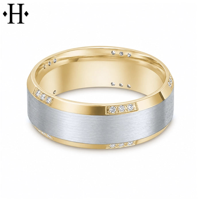 Natural Diamond Carved Ring 8mm