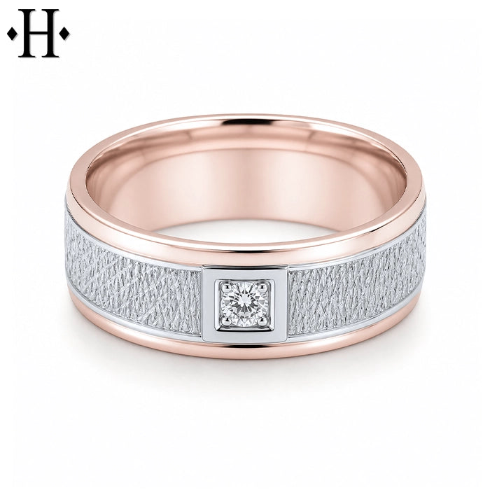 Natural Diamond Carved Ring 8mm