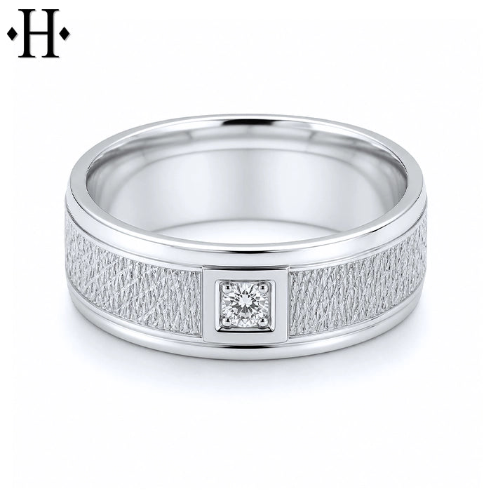 Natural Diamond Carved Ring 8mm
