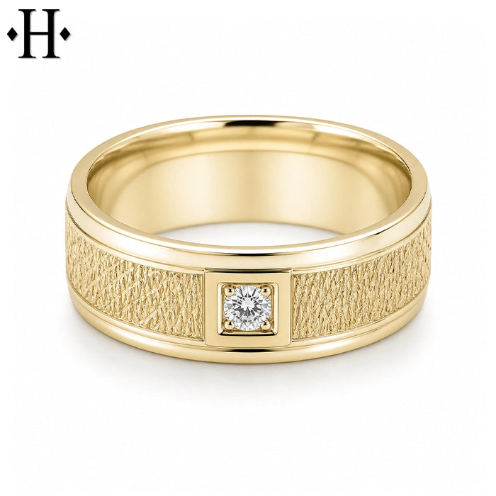 Natural Diamond Carved Ring 8mm