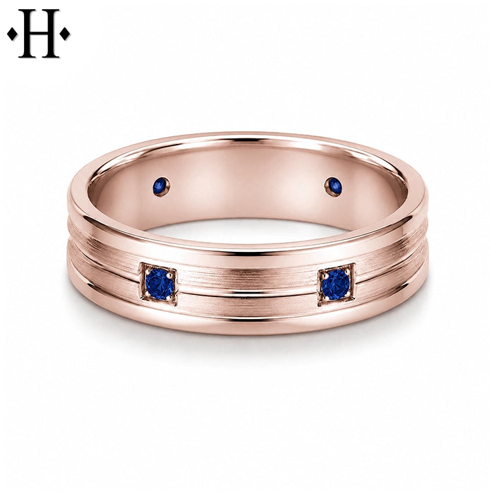 Genuine Sapphire Carved Ring 6mm