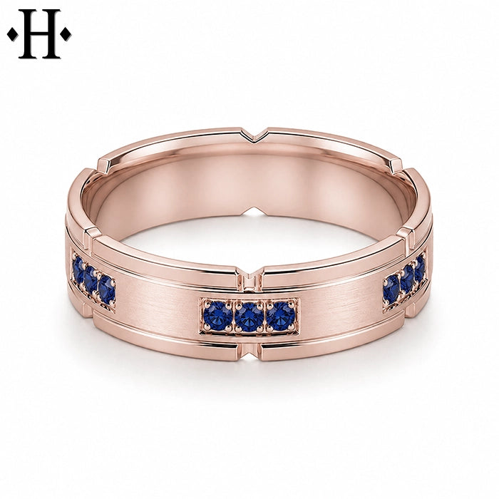 Genuine Sapphire Carved Ring 6mm