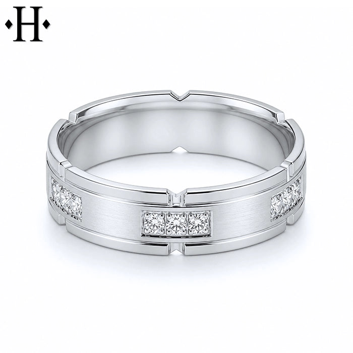 Natural Diamond Carved Ring 6mm