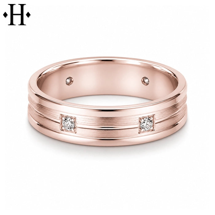 Natural Diamond Carved Ring 6mm