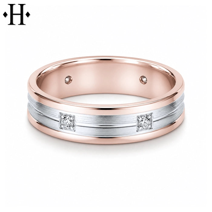 Natural Diamond Carved Ring 6mm
