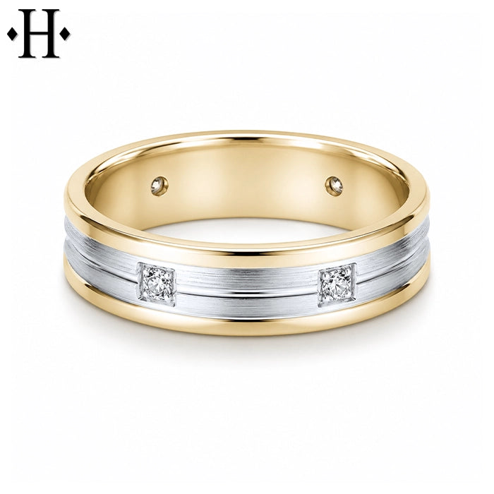 Natural Diamond Carved Ring 6mm