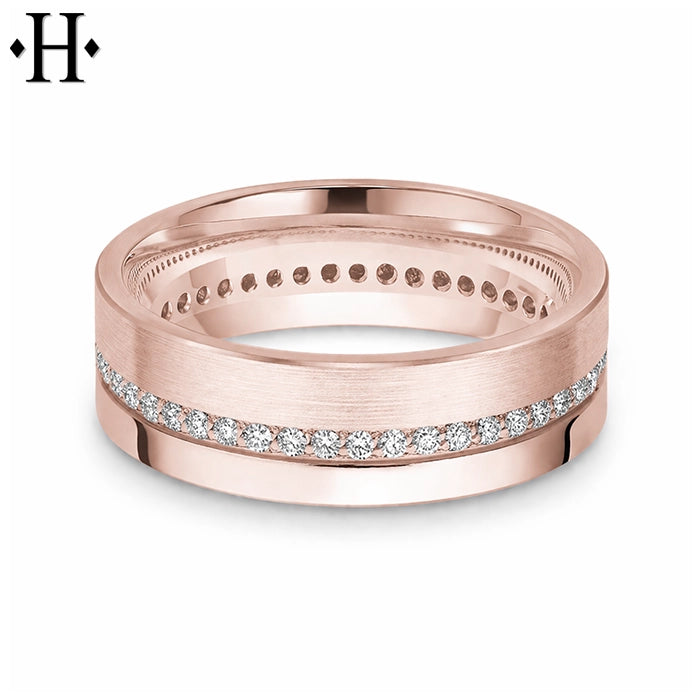 Natural Diamond Carved Ring 7mm
