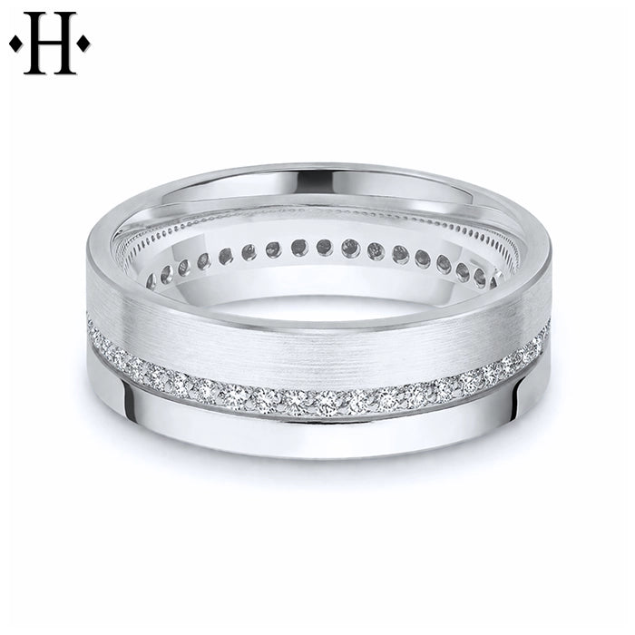 Natural Diamond Carved Ring 7mm