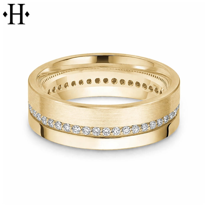 Natural Diamond Carved Ring 7mm