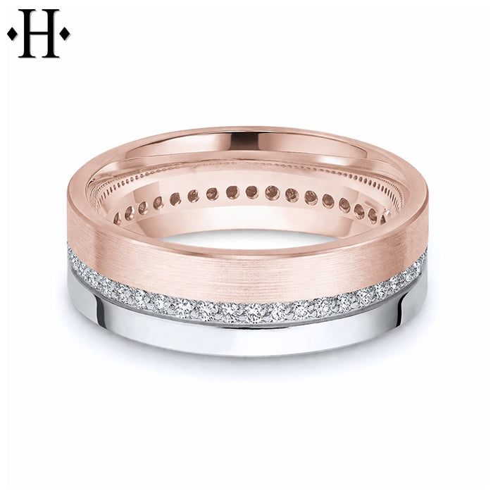 Natural Diamond Carved Ring 7mm