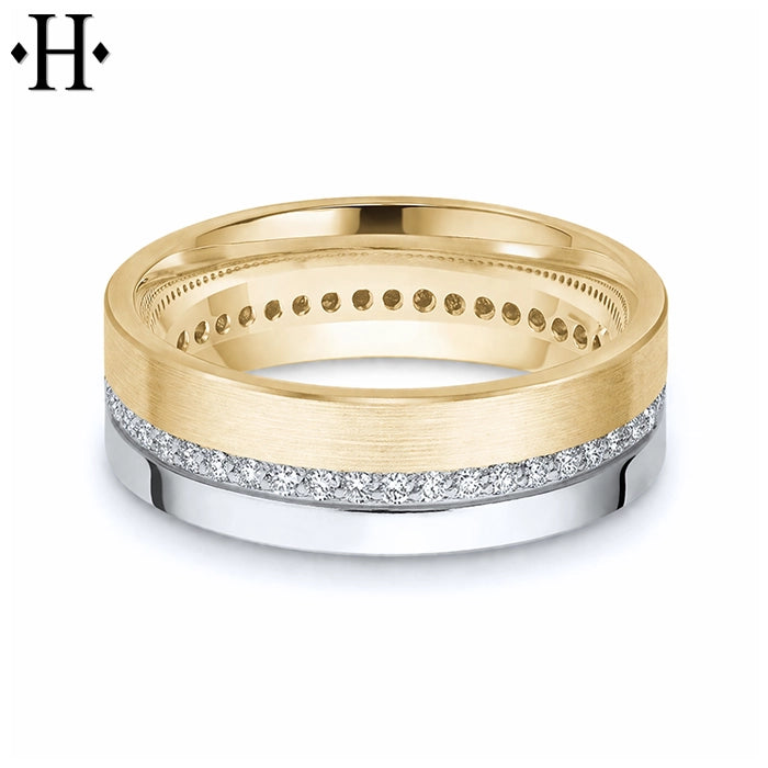 Natural Diamond Carved Ring 7mm