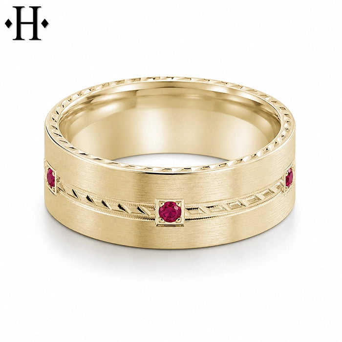 Genuine Ruby Carved Ring 8mm
