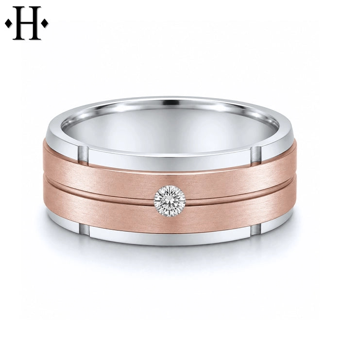 Natural Diamond Carved Ring 8mm