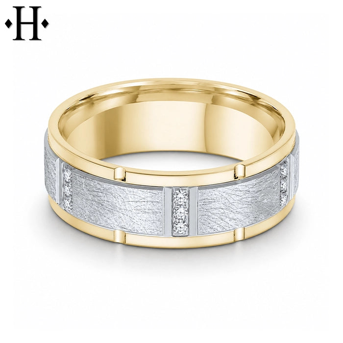 Natural Diamond Carved Ring 8mm