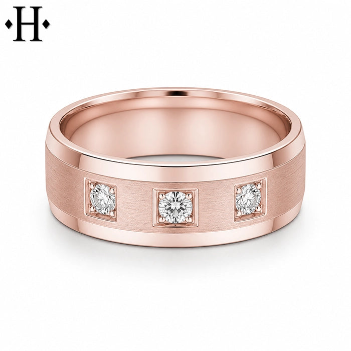 Natural Diamond Carved Ring 8mm