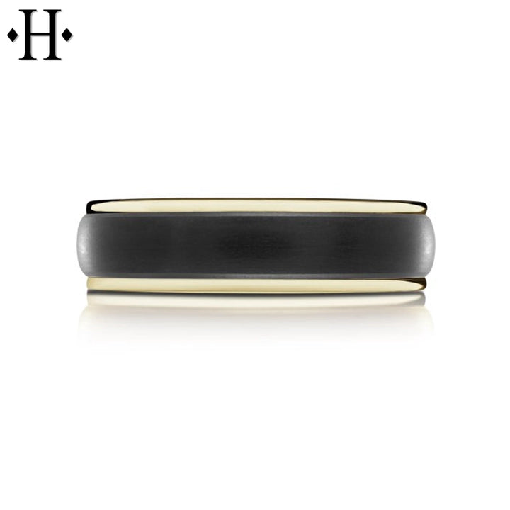 Black Carbon Fiber & Solid Gold Ring 6mm