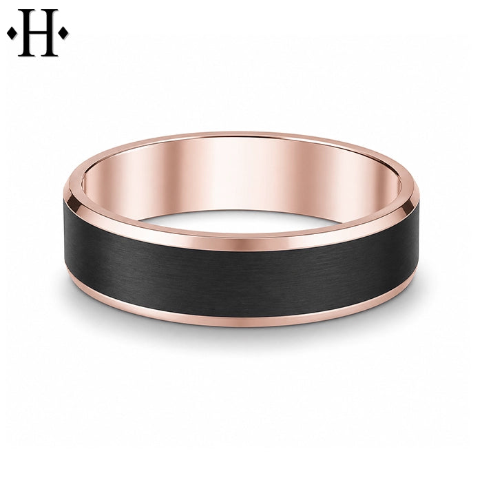 Black Carbon Fiber & Solid Gold Ring 6mm