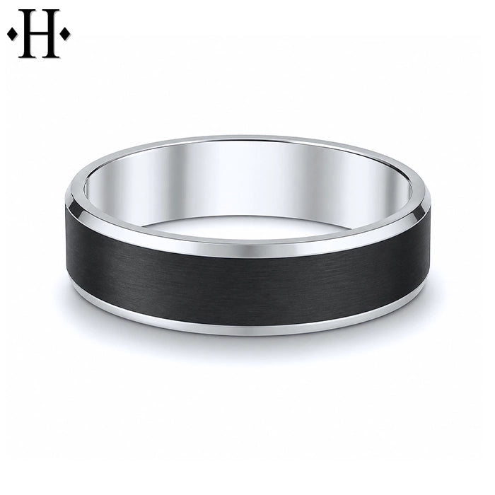 Black Carbon Fiber & Solid Gold Ring 6mm