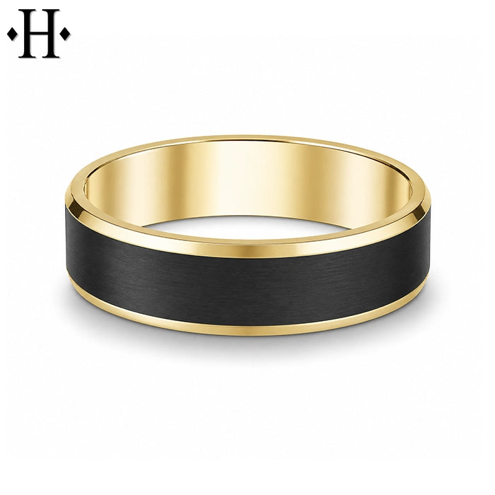 Black Carbon Fiber & Solid Gold Ring 6mm