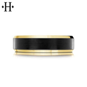 Black Carbon Fiber & Solid Gold Ring 6mm