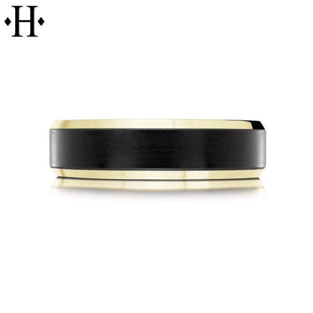 Black Carbon Fiber & Solid Gold Ring 6mm