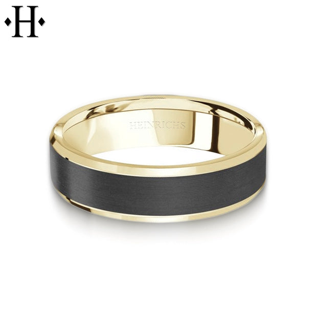 Black Carbon Fiber & Solid Gold Ring 6mm