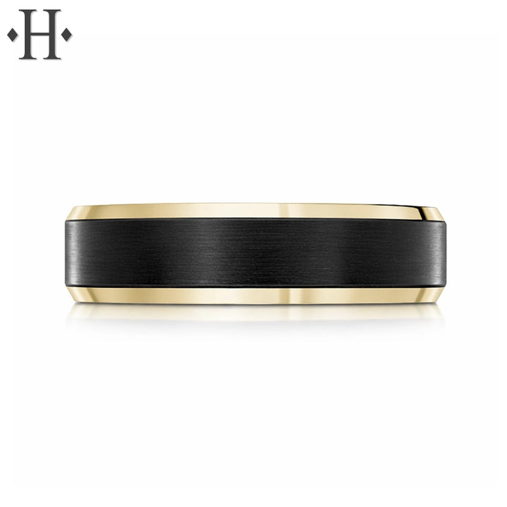 Black Carbon Fiber & Solid Gold Ring 6mm