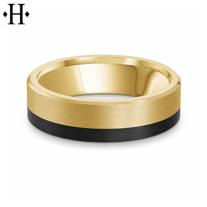 Black Carbon Fiber & Solid Gold Ring 6.5mm