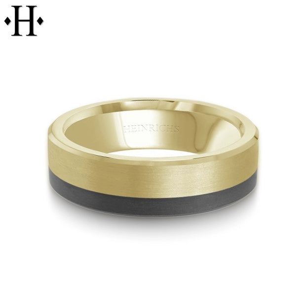 Black Carbon Fiber & Solid Gold Ring 6.5mm