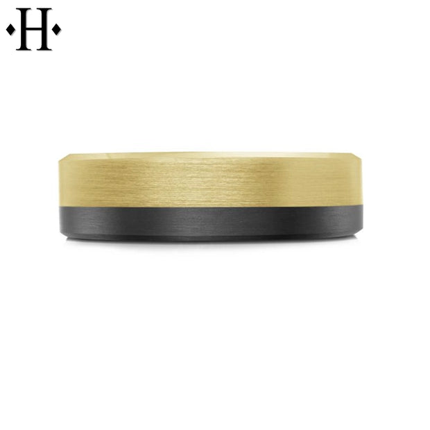 Black Carbon Fiber & Solid Gold Ring 6.5mm