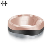 Black Carbon Fiber & Solid Gold Ring 7mm