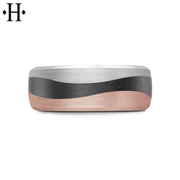 Black Carbon Fiber & Solid Gold Ring 7mm