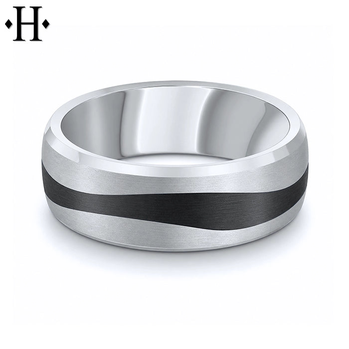Black Carbon Fiber & Solid Gold Ring 7mm