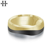 Black Carbon Fiber & Solid Gold Ring 7mm