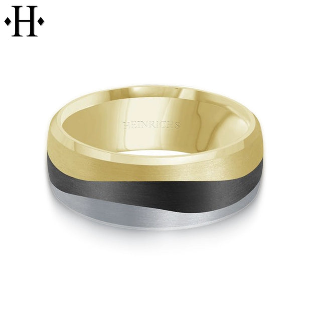 Black Carbon Fiber & Solid Gold Ring 7mm