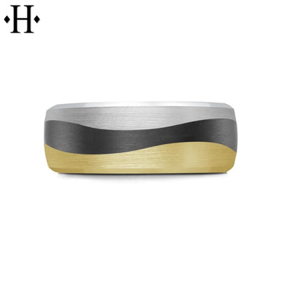 Black Carbon Fiber & Solid Gold Ring 7mm