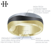 Black Carbon Fiber & Solid Gold Ring 7mm