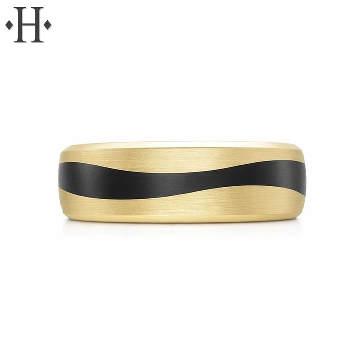 Black Carbon Fiber & Solid Gold Ring 7mm