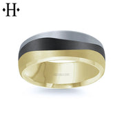 Black Carbon Fiber & Solid Gold Ring 7mm